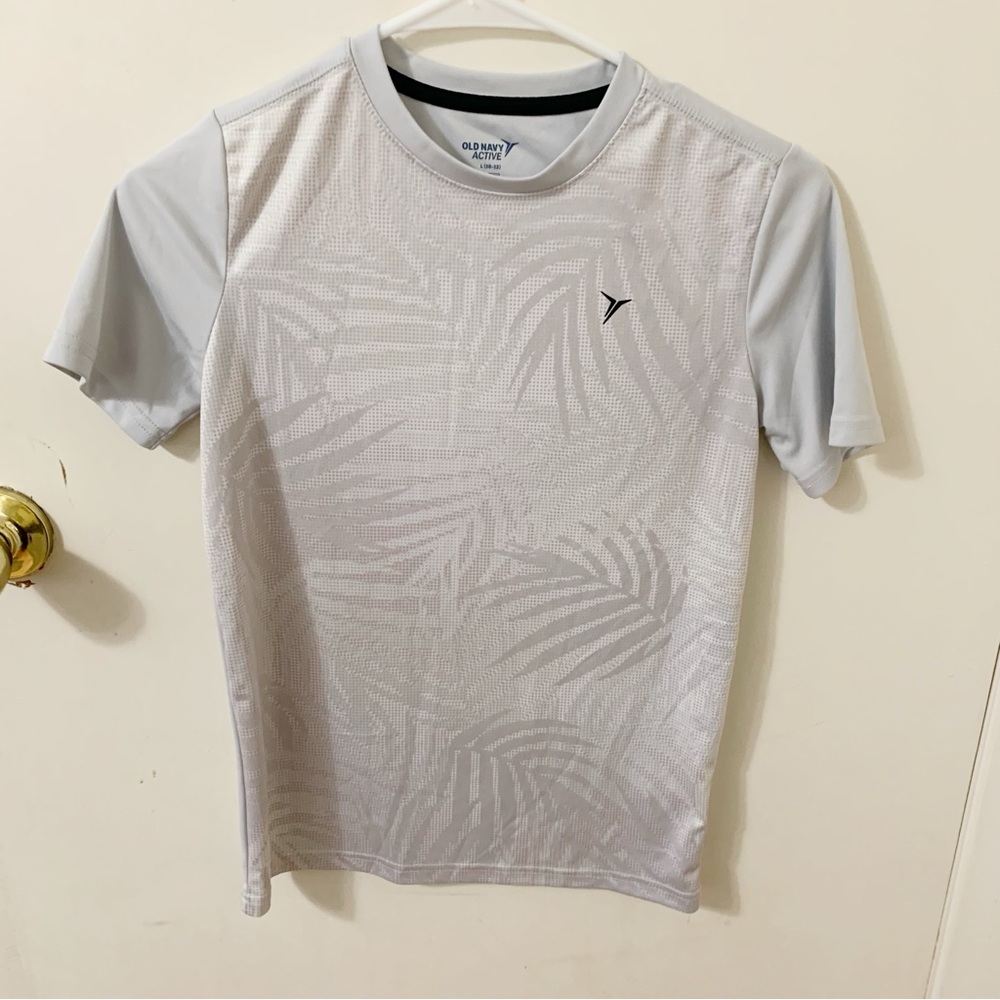 5/$25 Old Navy Kids boys Go-Dry active gray palm leaf tee shirt large (10-12)
